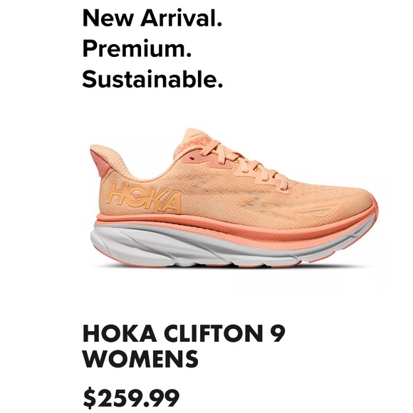 Hoka Clifton 9 Color: Cantaloupe / White women size 7 new with box - Picture 5 of 16